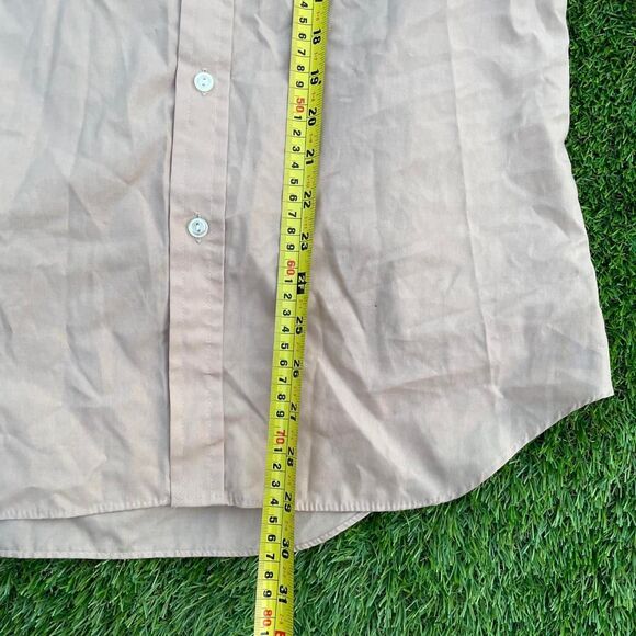 St Michael Business Causal Button Up Shirt Tan Pink Size 39 - Picture 4 of 5